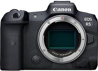 Беззеркальная камера Canon EOS R5 (только корпус), полнокадровая гибридная камера, видео 8K, 45-мегапиксельный CMOS-сенсор, процессор обработки изображений DIGIC X, до 12 кадров в секунду, байонет RF, черный цвет.