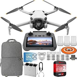 Складной дрон DJI Mini 4 Pro с пультом дистанционного управления RC 2 (с экраном), комплект Fly More Combo, 4K HDR видеокамера для взрослых, вес менее 249 г, всенаправленное видение, 3 батареи в комплекте с аксессуарами Deco Gear.