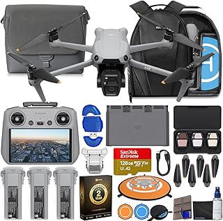 Комплект дрона DJI Air 3S с пультом дистанционного управления RC 2 Fly More Combo (с экраном), поддержкой 4K HDR, максимальным временем полета 45 минут, памятью 128 ГБ, посадочной площадкой, рюкзаком, 2-летней гарантией CPS, набором для чистки объектива и многим другим.