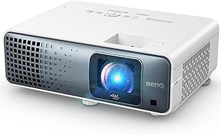 Проектор BenQ TK710STi 4K HDR с лазерным экраном, яркостью 3200 люмен, коротким фокусным расстоянием, временем отклика 4 мс, частотой обновления 240 Гц, поддержкой HDR10 и HLG, Android TV, Netflix, Chromecast и AirPlay, коррекцией трапецеидальных искажений 3D.