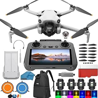 Комплект дрона DJI Mini 4 Pro с пультом дистанционного управления DJI RC 2, камерой, SD-картой на 128 ГБ, кардридером USB 3.0, посадочной площадкой, стробоскопами для рюкзака и многим другим.