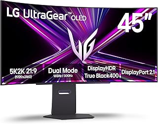 LG 45GX950A-B 45-дюймовый изогнутый игровой OLED-монитор Ultragear 5K2K WUHD (5120 x 2160), двухрежимный, 165 Гц, 0,03 мс, NVIDIA G-Sync, AMD FreeSync Premium Pro, HDR True Black 400, USB Type-C 90 Вт, DP2.1, черный