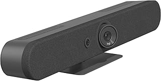 Универсальная видеопанель Logitech Rally Bar Mini для небольших и средних помещений, графитового цвета.