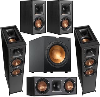 Комплект домашнего кинотеатра Klipsch Reference Series 5.1, включающий 2 напольные акустические системы R-625FA, центральный канал R-52C и 2 полочные акустические системы R-41M (акустическая система + сабвуфер).