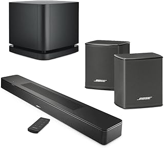 Новая интеллектуальная звуковая панель Bose Smart Dolby Atmos, черный комплект с беспроводными колонками объемного звучания (пара) и басовым модулем 500.