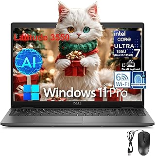 Ноутбук Dell Latitude 3550 15 дюймов, 15,6-дюймовый Full HD экран, 12-ядерный процессор Intel Ultra 7 155U (превосходит i7-1355U), 32 ГБ оперативной памяти DDR5, твердотельный накопитель PCIe SSD на 1 ТБ, Wi-Fi 6, USB 4, HDMI, клавиатура с подсветкой, сканер отпечатков пальцев, Windows 11 Pro.