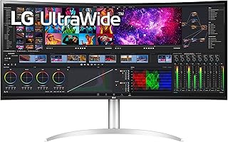 LG 40WP95C-W 40-дюймовый сверхширокоформатный изогнутый монитор WUHD (5120 x 2160) 5K2K Nano IPS, DCI-P3 98% (тип.), HDR10, Thunderbolt 4 с PD 96 Вт, практически безрамочный дизайн с трех сторон, регулируемая по наклону, высоте и повороту подставка, черный