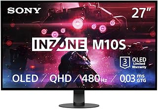 Игровой монитор Sony INZONE M10S 27” OLED 1440p 480 Гц 0,03 мс, низкопрофильная подставка, режим турнира, два экрана разных размеров (24,5”), совместимость с G-SYNC, антибликовое покрытие, кастомный радиатор, 3-летняя ограниченная гарантия на OLED-экран