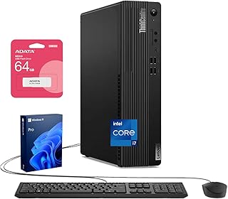 Настольный компьютер Lenovo ThinkCentre M70s в компактном форм-факторе для бизнеса, процессор Intel i7-14700 (20 ядер), 32 ГБ DDR5, SSD 1 ТБ, HDMI, DP, Wi-Fi 6, проводная клавиатура и мышь, Windows 11 Pro, в комплекте с USB-накопителем ADATA UC310 64 ГБ.
