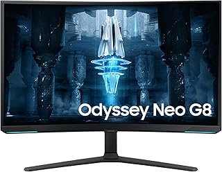 Samsung 32-дюймовый изогнутый игровой монитор Odyssey Neo G8 (G85NB) 4K UHD 240 Гц 1 мс G-Sync 1000R, Quantum HDR2000, AMD FreeSync Premium Pro, матовый дисплей, DisplayPort, черно-белый, LS32BG852NNXGO