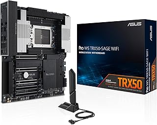 Материнская плата ASUS Pro WS TRX50-SAGE WIFI CEB Workstation, процессор AMD Ryzen Threadripper PRO 7000 WX, память ECC R-DIMM DDR5, 36-ступенчатая система питания, WiFi 7, PCIe 5.0 x 16, PCIe 5.0 M.2, LAN 10 Гбит/с и 2,5 Гбит/с, поддержка нескольких видеокарт.