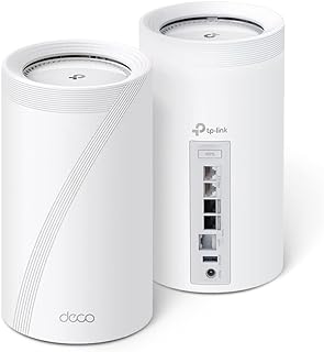 TP-Link Deco BE95 BE33000 Четырехдиапазонная Mesh-система WiFi 7 — для покрытия всего дома площадью до 7800 кв. футов, с интеллектуальными антеннами на основе искусственного интеллекта, портами Ethernet 10G, заменяет маршрутизатор и расширитель (комплект из 2 шт.)