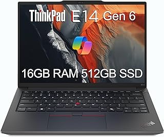 Lenovo ThinkPad E14 Gen 6 Business Laptop (14" FHD+ с антибликовым покрытием, AMD Ryzen 5 7535U, 16 ГБ DDR5 RAM, 512 ГБ SSD, 6-ядерный (превосходит Intel i7-1355U)), сканер отпечатков пальцев, клавиатура с подсветкой, веб-камера 1080p, Wi-Fi 6, Windows 11 Pro