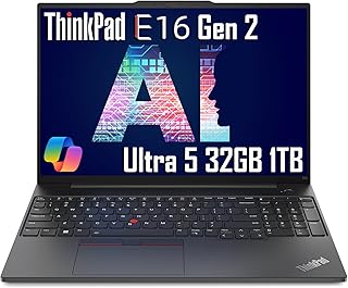 Ноутбук Lenovo ThinkPad E16 Gen 2 Business AI (16-дюймовый FHD+ с антибликовым покрытием, Intel Core Ultra 5 125U (> i7-1355U), 32 ГБ DDR5 RAM, 1 ТБ SSD), сканер отпечатков пальцев, подсветка, Thunderbolt 4, Ethernet, Windows 11 Pro, 2025, черный