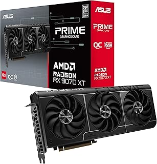 Видеокарта ASUS Prime Radeon™ RX 9070 XT OC Edition (PCIe 5.0, HDMI/DP 2.1, 2,5-слотовая конструкция, вентиляторы Axis-Tech, двойные шарикоподшипники, двойной BIOS, защита видеокарты).