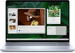 Ноутбук Dell 2024 года | Inspiron | 16-дюймовый сенсорный экран 1920 x 1200 | Intel Core 7 150U, 10-ядерный | 32 ГБ DDR5 | 1 ТБ SSD | Windows 11 Pro | Wi-Fi 6E - Bluetooth 5.2 - Клавиатура с подсветкой - Камера 1080p FHD - Цвет: Ледяной синий