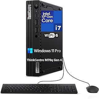 Lenovo ThinkCentre M70q Gen 4 MFF Tiny 1L Mini PC Business Desktop Computer, 13th Gen 16-Core i7-13700T up to 4.9GHz, 16GB DDR4 RAM, 512GB PCIe SSD, WiFi 6, RJ45, HDMI, Windows 11 Pro Vent-HEA