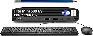 HP Elite 600 G9 Mini PC (Intel 16-ядерный i7-13700T, 32 ГБ DDR5 RAM, 1 ТБ PCIe SSD) Бизнес-компьютер, Type-C, клавиатура IST, мышь, DisplayPort, WiFi 6E, Ethernet, Bluetooth, Windows 11 Pro, черный