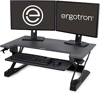 Ergotron – WorkFit-TL Подставка для работы стоя, настольная подставка для двух мониторов – ширина 37,5 дюймов, черная