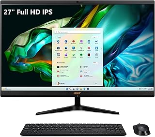 Моноблок Acer Aspire C27-1800-UR12 | 27-дюймовый Full HD IPS-дисплей | Intel Core i5-12450H | Графика UHD | 16 ГБ DDR4 | SSD PCIe Gen 4 1 ТБ | Беспроводной Wi-Fi 6E | Беспроводная клавиатура и мышь