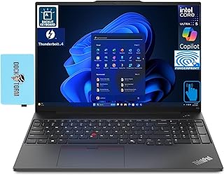 Ноутбук Lenovo ThinkPad E16 Gen 2 с поддержкой искусственного интеллекта, 16-дюймовым сенсорным IPS-экраном WUXGA (Intel Ultra 5-125U, 16 ГБ DDR5, 512 ГБ PCIe SSD, клавиатура KYB с подсветкой, сканер отпечатков пальцев, Thunderbolt 4, Windows 11 Pro) с док-станцией Dockztorm.