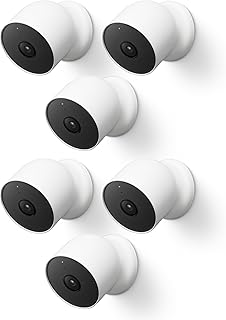 Камера Google Nest Cam для использования в помещении или на улице, с батарейным питанием, 2-го поколения, комплект из 6 штук, белая.