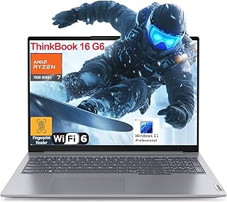 Ноутбук Lenovo ThinkBook 16 G6 16" FHD+, 8-ядерный AMD Ryzen 7 7730U (превосходит i7-1360P), 32 ГБ DDR4 RAM, 1 ТБ PCIe SSD, Wi-Fi 6, Bluetooth 5.3, Type-C 3.2, сканер отпечатков пальцев, Windows 11 Pro, AZ-XUT