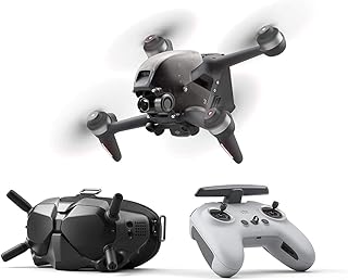 Комплект DJI FPV (очки V2), дрон с видом от первого лица, камерой 4K, режимом полета S, сверхшироким углом обзора 150°, передачей HD-сигнала с низкой задержкой, соответствием требованиям FAA Remote ID.