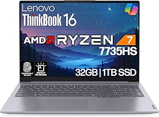 Ноутбук Lenovo ThinkBook 16 G7 Business, 16” FHD+, AMD Ryzen 7 7735HS, 32 ГБ DDR5, 1 ТБ NVMe, WiFi 6E + Bluetooth, клавиатура с подсветкой, сканер отпечатков пальцев, HD веб-камера, Windows 11 Pro