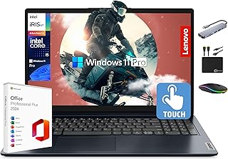 Ноутбук Lenovo IdeaPad 2025, 15,6-дюймовый сенсорный экран Full HD, 10-ядерный процессор Intel i5, графика Intel Iris Xe, 40 ГБ ОЗУ, 1,5 ТБ памяти (1 ТБ SSD + 500 ГБ внешний накопитель), аксессуары Marxsol, Windows 11 Pro, пожизненная подписка на Office 2024.
