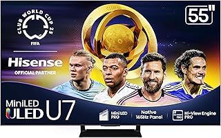 Телевизор Hisense 55" Class U7 Mini-LED ULED 4K UHD Google Smart TV (55U75QG, модель 2025 года) - QLED, частота обновления 165 Гц, VRR 288, яркость до 3000 нит, HDR10+, Dolby Vision IQ · Atmos, IMAX Enhanced, 2.1.2-канальный объемный звук.