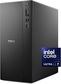 Настольный компьютер Dell Tower ECT1250 — процессор Intel Core Ultra 7-265, графика Intel UHD Graphics, 32 ГБ оперативной памяти DDR5 5600 МТ/с, твердотельный накопитель M.2 объемом 1 ТБ, устройство чтения карт SD 3.0, проводная клавиатура и мышь, базовое обслуживание на месте.