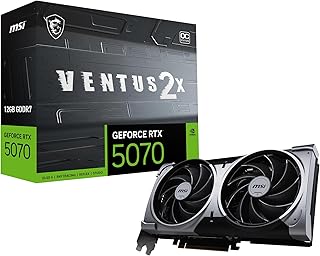 Видеокарта MSI Gaming RTX 5070 12G Ventus 2X OC (12 ГБ GDDR7, 192-бит, экстремальная производительность: 2557 МГц, DisplayPort x3 2.1a, HDMI 2.1b, архитектура NVIDIA Blackwell)