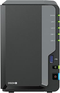 Synology DS224+ 2-отсековый NAS Diskstation (Intel Celeron J4125 4-ядерный 2,0 ГГц, 2 ГБ DDR4 ОЗУ, 2 порта RJ-45 1 Гбит/с LAN) в комплекте с двумя жесткими дисками WD Red Plus по 4 ТБ