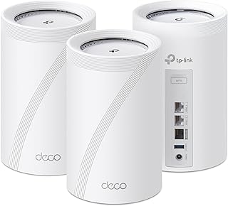 TP-Link Deco Wi-Fi 7 Tri-Band BE14000 — Mesh-система для всего дома | 8 потоков, 14 Гбит/с | Порт 10 Гбит/с для доступа в Интернет | До 8100 кв. футов и 200 устройств | VPN, HomeShield, MLO, 320 МГц, AI-Roaming (комплект из 3 устройств Deco BE67)