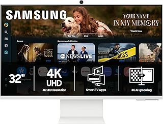 32-дюймовый смарт-монитор SAMSUNG M8 (M80F) с разрешением 4K UHD, технологией Samsung Vision AI, приложениями Smart TV, игровым центром, разъемами USB-C, HDMI и USB-A, белый, LS32FM803UNXZA, 2025