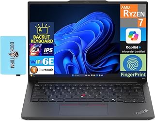 Ноутбук Lenovo Thinkpad E14 G6 Business с 14-дюймовым IPS WUXGA-дисплеем (AMD Ryzen 7 7735U, 16 ГБ DDR5, 512 ГБ PCIe SSD, AMD Radeon, сканер отпечатков пальцев, 2 порта Thunderbolt 4, WiFi 6E, Windows 11 Pro) и USB-расширителем DKZ.