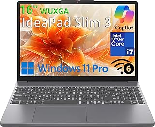 Ноутбук Lenovo IdeaPad Slim 3 для дома, учебы и работы, Intel 10-ядерный i7-13620H (Beat Ultra 7 255U), 16 ГБ DDR5 RAM, 512 ГБ PCIe SSD, 16-дюймовый FHD+ экран, WiFi 6, Bluetooth 5.2, цвет Luna Grey, Windows 11 Pro
