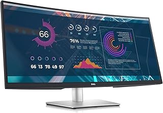 34-дюймовый сверхширокоформатный монитор Dell, WQHD (Wide Quad High Definition), изогнутый, USB-C (P3421W), разрешение 3440 x 1440 при 60 Гц, радиус кривизны 3800R, 1,07 миллиарда цветов, регулируемый размер, черный.