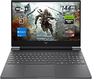 Игровой ноутбук HP Victus 15, 15,6-дюймовый FHD-дисплей с частотой 144 Гц, AMD Ryzen 5 7535HS, 32 ГБ DDR5 ОЗУ, 2 ТБ PCIe M.2 SSD, NVIDIA GeForce RTX 2050, HDMI, веб-камера, клавиатура с подсветкой, Wi-Fi 6, Windows 11 Home, серебристый цвет.