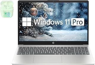 Ноутбук HP 15,6" FHD для бизнеса и студентов, 32 ГБ ОЗУ, 1 ТБ SSD, 10-ядерный процессор Intel Core i5, Windows 11 Pro с предустановленным пакетом Microsoft Office Home & Business, наушники PLUSERA, серебристый.