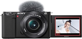 Sony Alpha ZV-E10 — беззеркальная камера для видеоблогинга с APS-C объективами, комплект со сменными объективами — черная.