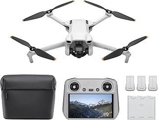 DJI Mini 3 Fly More Combo (DJI RC), дрон с камерой для взрослых 4K, 3 аккумулятора для 114 минут полета, вертикальная съемка, передача видео на расстояние до 10 км (32800 футов), легкий мини-дрон для начинающих.
