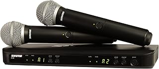 Беспроводная микрофонная система Shure BLX288/PG58 — 14 часов работы от батареи, радиус действия 91 м, диапазон UHF | В комплекте (2) ручных вокальных микрофона PG58, двухканальный приемник | Диапазон H10 (BLX288/PG58-H10)