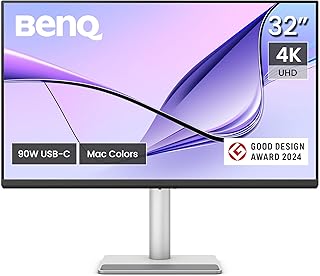 Монитор BenQ MA320U 32” 4K 3840x2160 для MacBook® Pro/Air, два порта USB-C, поддержка питания 90 Вт, функция Mac Color Match, USB-концентратор, регулировка яркости и громкости на Mac, регулируемая по высоте и наклону подставка, цветовой охват P3.