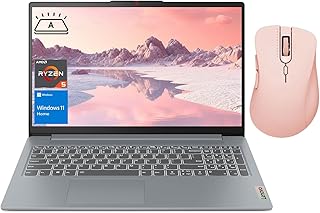 Ноутбук Lenovo IdeaPad Slim 3, 15,6-дюймовый FHD-дисплей, AMD Ryzen 5 5625U, 16 ГБ ОЗУ, 2 ТБ SSD, клавиатура с подсветкой, кардридер SD, веб-камера, HDMI, Wi-Fi 6, Windows 11 Home, в комплекте с беспроводной мышью Thunderobot ML101.