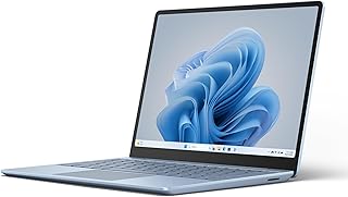 Microsoft Surface Laptop Go 3 (2023) — 12,4-дюймовый сенсорный экран, тонкий и легкий, Intel Core i5, 8 ГБ ОЗУ, 256 ГБ SSD, Windows 11, цвет «Ледяной синий» (Copilot).