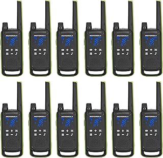 Рация Motorola Solutions T803, дальность действия 35 миль, Bluetooth, зарядная док-станция, комплект из 12 штук (салатовый цвет).