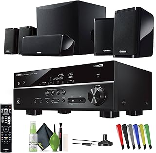 Домашняя кинотеатральная система Yamaha Audio YHT-4950U 4K Ultra HD 5.1-канальная с 8-дюймовым активным сабвуфером мощностью 50 Вт RMS, AV-ресивером, системой объемного звучания True Surround и потоковой передачей музыки по Bluetooth (черная)