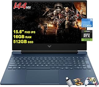Игровой ноутбук HP Victus 15, 15,6-дюймовый FHD IPS-дисплей с антибликовым покрытием, 144 Гц, 8-ядерный процессор Intel i5-12450H (превосходит i7-11800H), 16 ГБ оперативной памяти, 512 ГБ SSD, видеокарта GeForce RTX 3050, подсветка экрана, быстрая зарядка B&O, Windows 11 с поддержкой ICP.